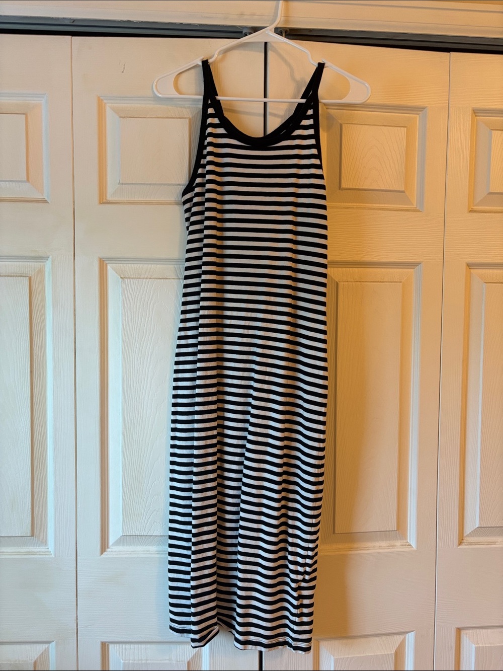 Old Navy- Black & White Striped Tank Midi Dress